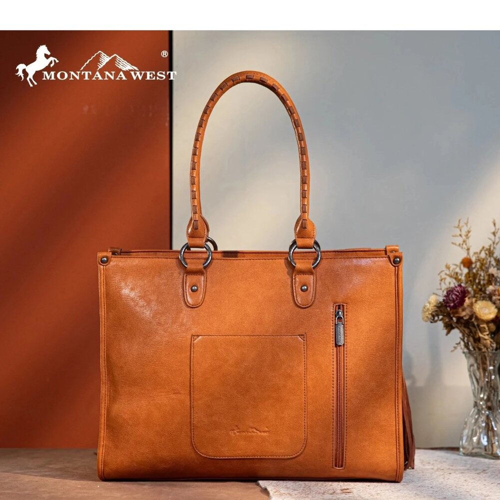 Montana West Floral Tool Fringe Collection Conceal Carry Wide Tote MW1299G-8317 - Picture 2 of 7